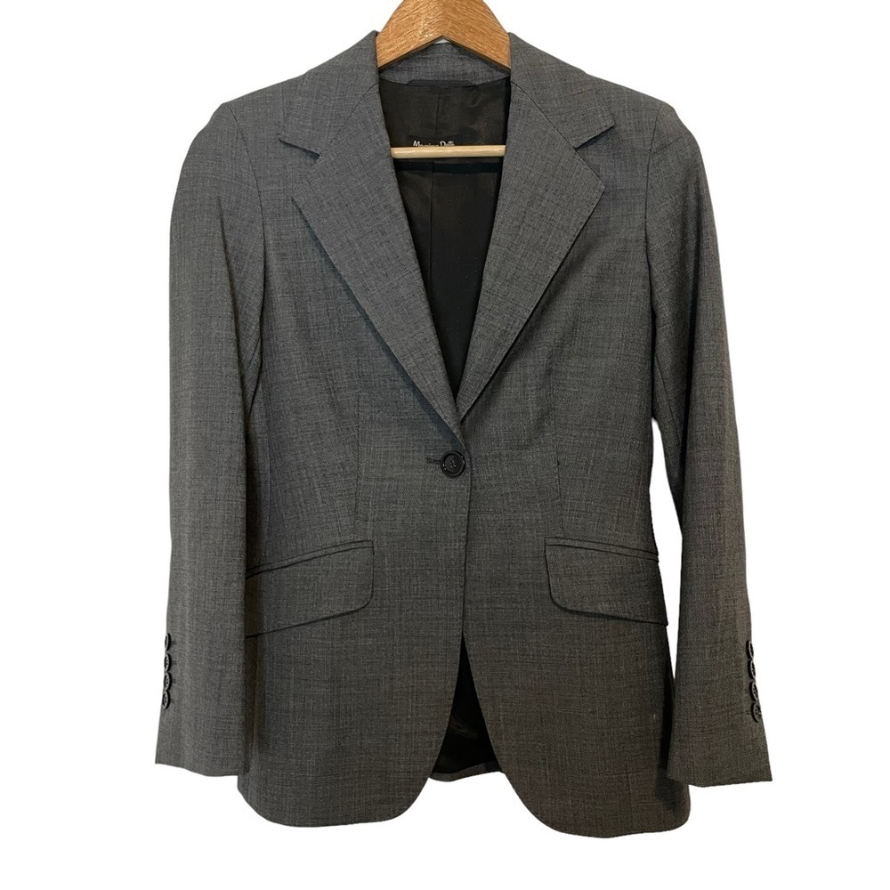 Massimo Dutti Wool Blazer Gray Classic Fit Single Button EUC Size 38 Small